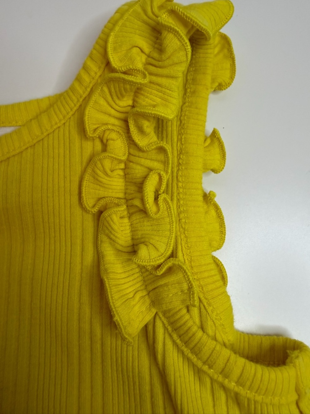 Cat & Jack Yellow Ruffle Shoulder Ribbed Tank Top - Picture 3 of 5